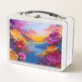 Hübsche Blume Metall Brotdose (Vorderseite)