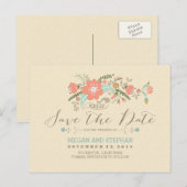 hübsche Blume, modern Save the Date Postkarte (Vorne/Hinten)
