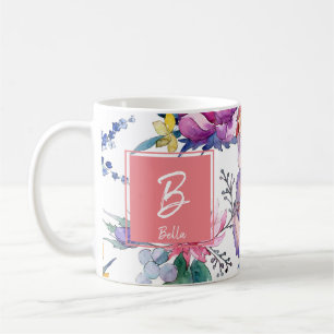 Hübsche Blume Monogramm Girl Kaffeetasse