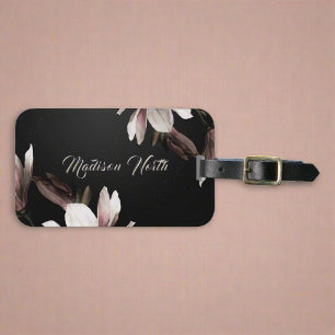 Hübsche Blume Monogramm Name Typografie Gepäckanhänger