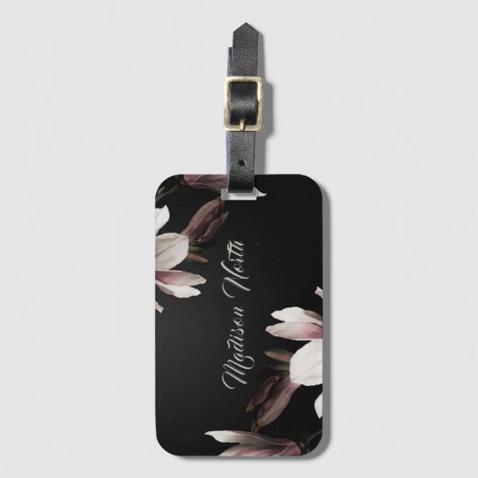 Hübsche Blume Monogramm Name Typografie Gepäckanhänger (Vorderseite Vertikal)