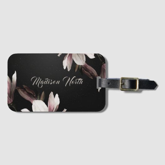 Hübsche Blume Monogramm Name Typografie Gepäckanhänger (Vorderseite (Horizontal))