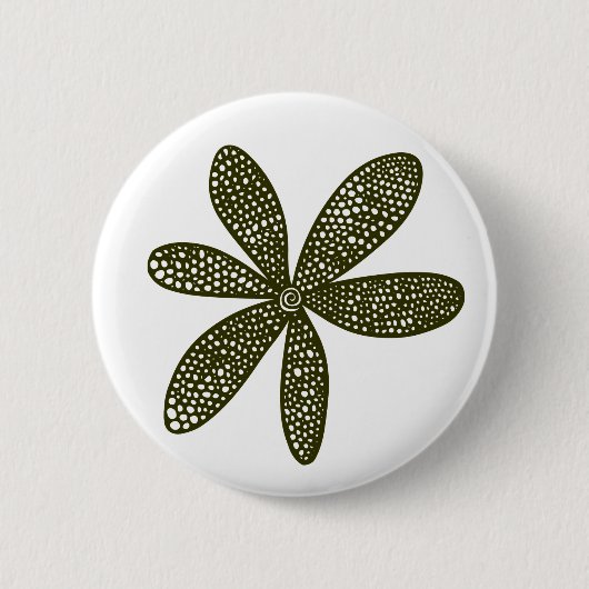 Hübsche Blume - Murky Green auf Weiß Button (Vorderseite)
