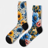 Hübsche Blume Muster ungleich Socken (Linkes Detail)