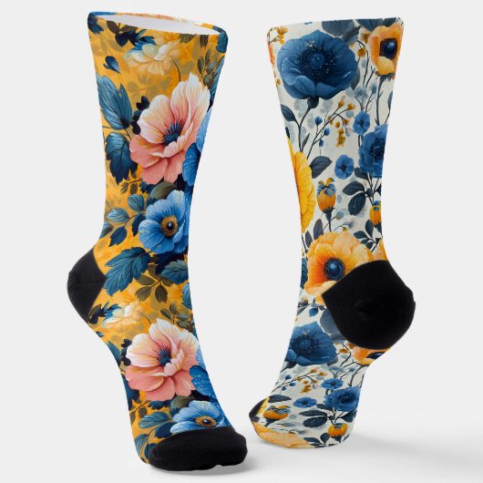 Hübsche Blume Muster ungleich Socken (Gewinkelt)