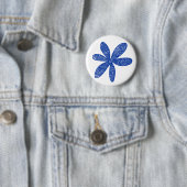 Hübsche Blume - Navy Blue auf Weiß Button (Beispiel)