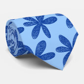 Hübsche Blume - Navy Blue on Powder Blue Krawatte (Gerollt)