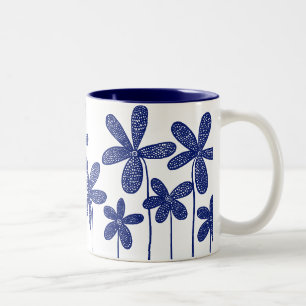 Hübsche Blume - Navy Blue Zweifarbige Tasse
