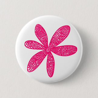Hübsche Blume - Neon Red on White Button
