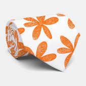 Hübsche Blume - Orange auf Weiß Krawatte (Gerollt)