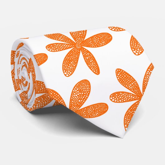Hübsche Blume - Orange auf Weiß Krawatte (Gerollt)