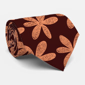 Hübsche Blume - Pfirsich auf Dunkelbraun Krawatte (Gerollt)