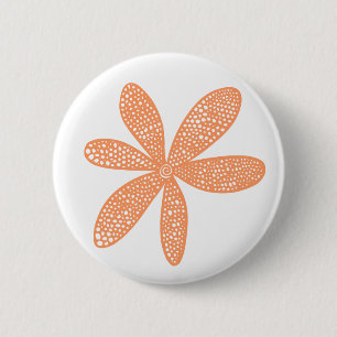 Hübsche Blume - Pfirsich auf Weiß Button