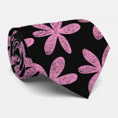 Hübsche Blume - Rosa auf Schwarz Krawatte (Gerollt)