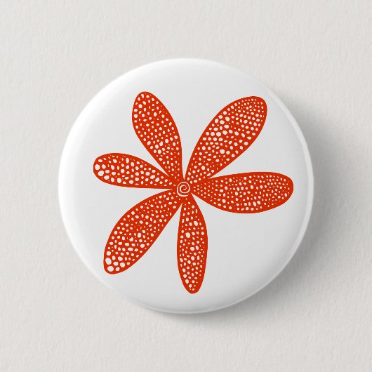 Hübsche Blume - Rot auf Weiß Button (Vorderseite)