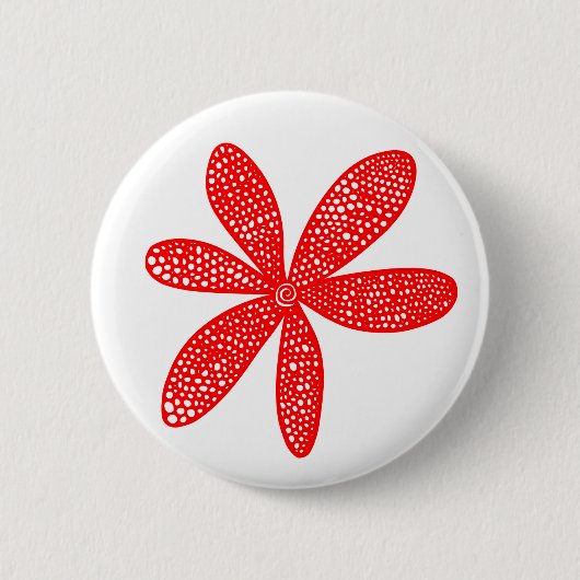 Hübsche Blume - rot auf weiß Button (Vorderseite)