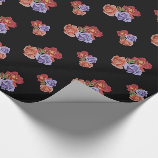 hübsche Blume rote Rosen und Rose Knospen Blütenbl Geschenkpapier (Ecke)