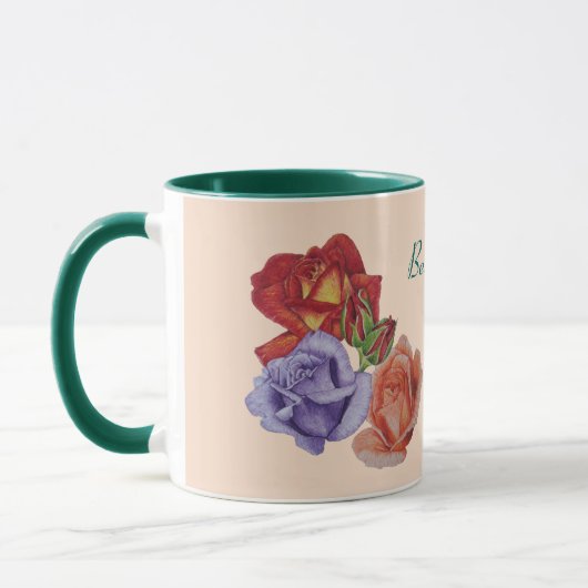 hübsche Blume rote Rosen und Rose Knospen Blütenbl Tasse (Links)