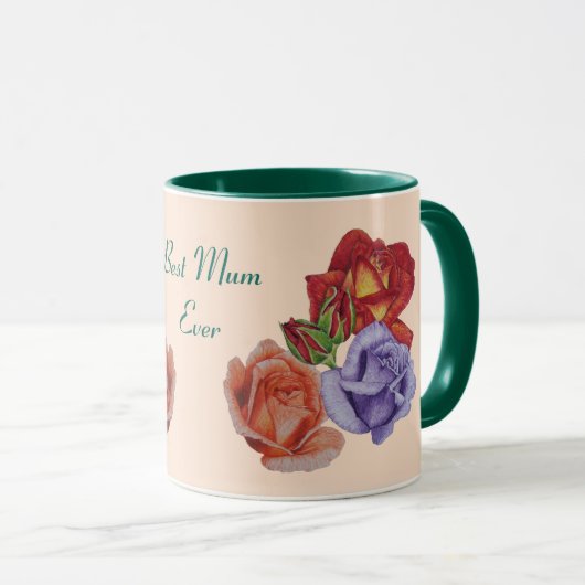 hübsche Blume rote Rosen und Rose Knospen Blütenbl Tasse (VorderseiteRechts)