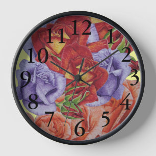 hübsche Blume rote Rosen und Rose Knospen Blütenbl Uhr