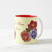 hübsche Blume rote Rosen und Rose Knospen Blütenbl Zweifarbige Tasse (VorderseiteRechts)