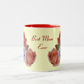 hübsche Blume rote Rosen und Rose Knospen Blütenbl Zweifarbige Tasse (Mittel)