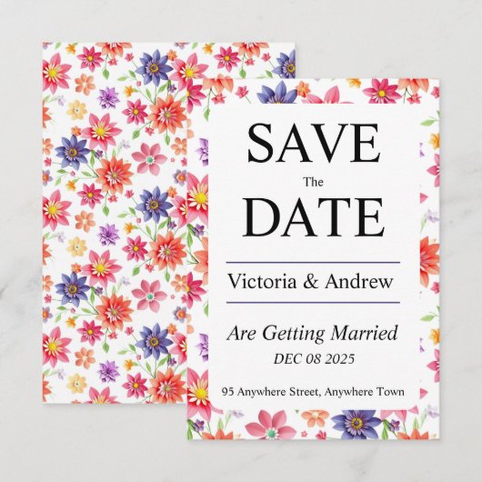Hübsche Blume Save the Date (Vorne/Hinten)