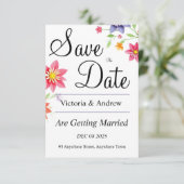 Hübsche Blume Save the Date (Stehend Vorderseite)