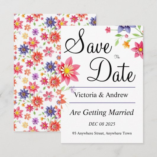 Hübsche Blume Save the Date (Vorne/Hinten)