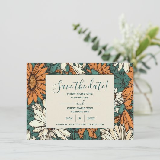Hübsche Blume Save the Date Karte (Stehend Vorderseite)