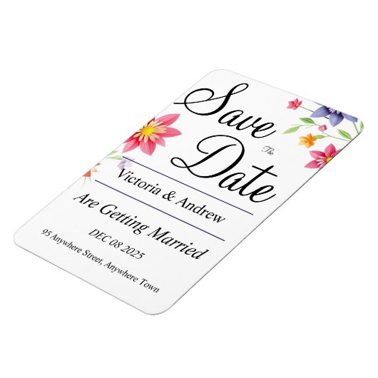 Hübsche Blume Save the Date Magnet (Linke Seite)