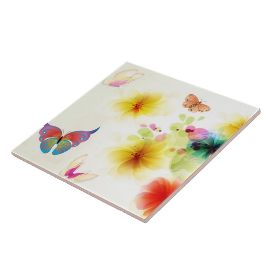 hübsche Blume Schmetterlingskachel Fliese (Seite)