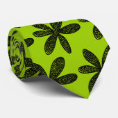 Hübsche Blume - Schwarz auf Grün im Mars Krawatte (Gerollt)