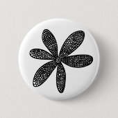 Hübsche Blume - Schwarz auf Weiß Button (Vorderseite)