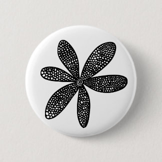Hübsche Blume - Schwarz auf Weiß Button