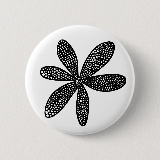 Hübsche Blume - Schwarz auf Weiß Button (Vorderseite)
