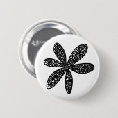 Hübsche Blume - Schwarz auf Weiß Button (Vorne & Hinten)