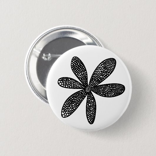 Hübsche Blume - Schwarz auf Weiß Button (Vorne & Hinten)