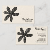 Hübsche Blume - Schwarz auf Weiß (Creme Card) Visitenkarte (Vorne/Hinten)