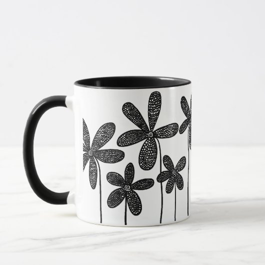Hübsche Blume - Schwarz und Weiß Tasse (Links)