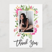 Hübsche Blume Script-Foto Vielen Dank Postkarte (Vorderseite)