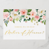 Hübsche Blume sind meine Ehrenmatrone Folieneinladung (Vorderseite)