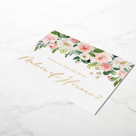 Hübsche Blume sind meine Ehrenmatrone Folieneinladung (Gedreht)