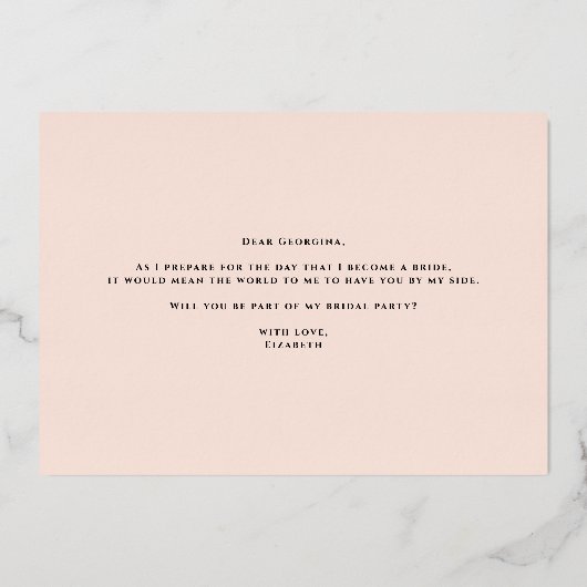 Hübsche Blume sind meine Ehrenmatrone Folieneinladung (Rückseite)