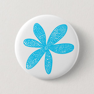 Hübsche Blume - Sky Blue on White Button