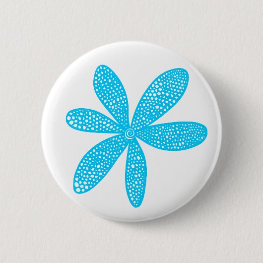 Hübsche Blume - Sky Blue on White Button (Vorderseite)