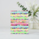 Hübsche Blume Streifen Wasserfarben Handfarbe Postkarte (Stehend Vorderseite)