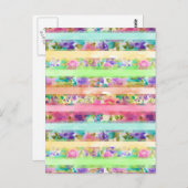 Hübsche Blume Streifen Wasserfarben Handfarbe Postkarte (Vorne/Hinten)