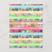 Hübsche Blume Streifen Wasserfarben Handfarbe Postkarte (Vorderseite)