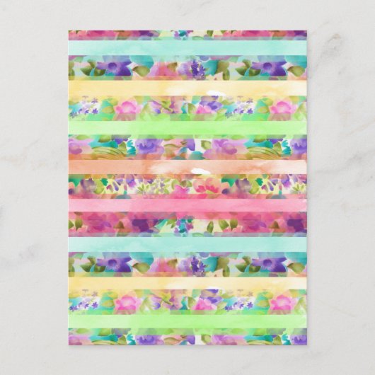 Hübsche Blume Streifen Wasserfarben Handfarbe Postkarte (Vorderseite)